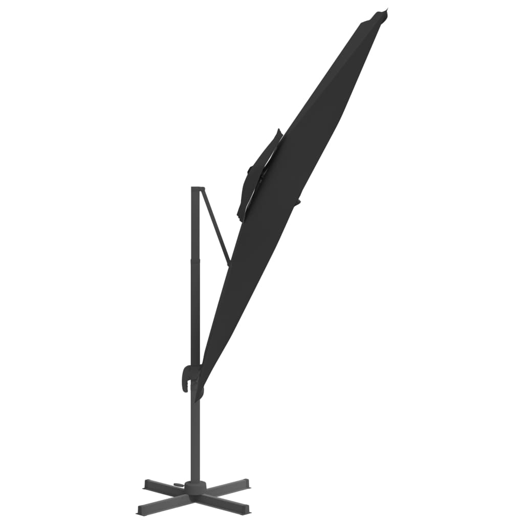 Konzolový slunečník s dvojitou stříškou černý 400 x 300 cm