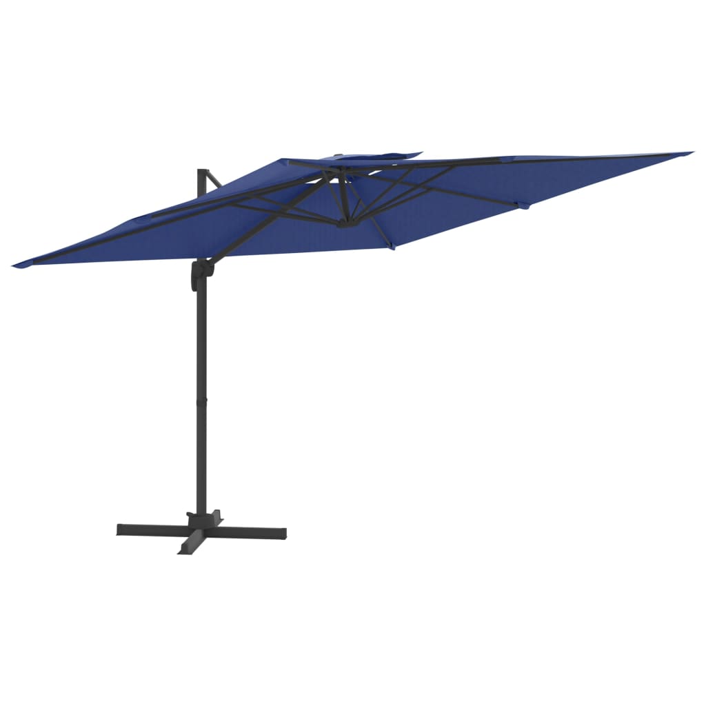 Konzolový slunečník s dvojitou stříškou azurově modrý 300x300cm