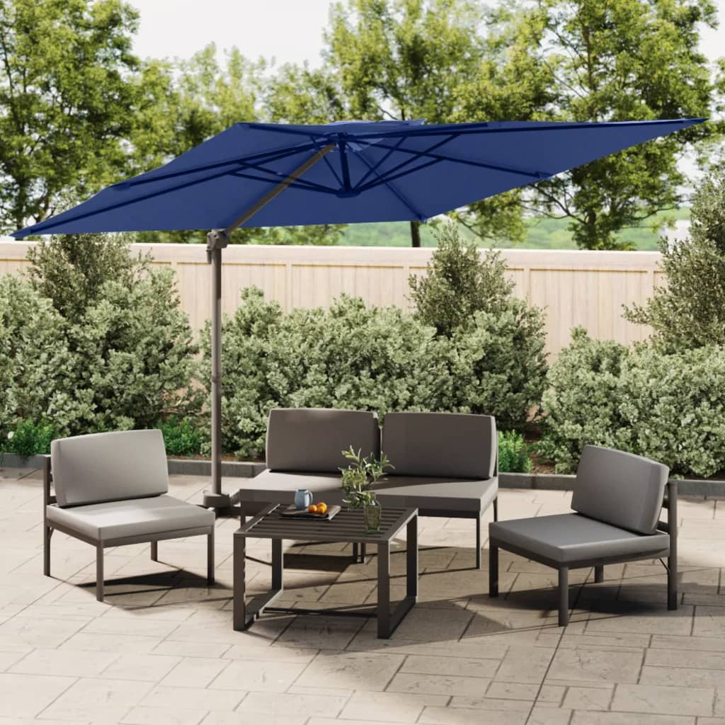 vidaXL Guarda-sol cantilever c/ toldo duplo 300x300 cm azul-ciano