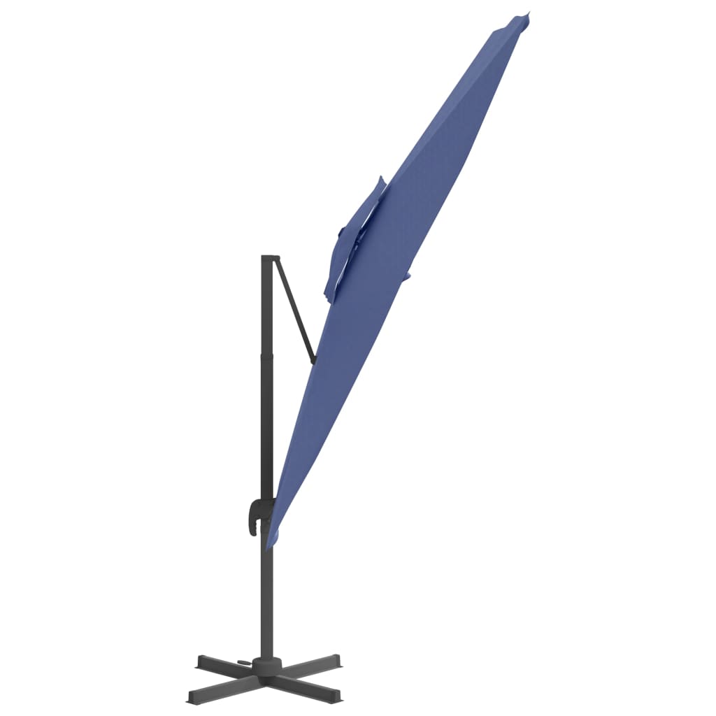 Konzolový slunečník s dvojitou stříškou azurově modrý 400x300cm