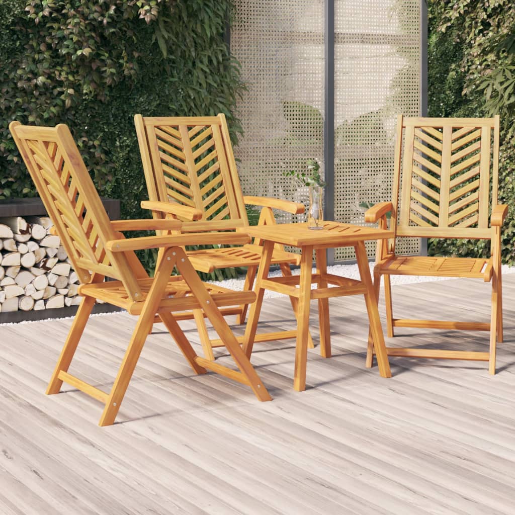 vidaXL Chaises de jardin inclinables 3 pcs bois massif d'acacia