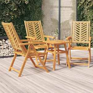 Vrtni stoli s prilagodljivim naslonjalom 3 kosi trdna akacija