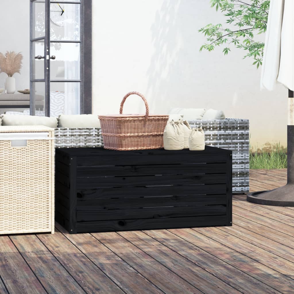 Gartenbox Schwarz 101×50,5×46,5 cm Massivholz Kiefer