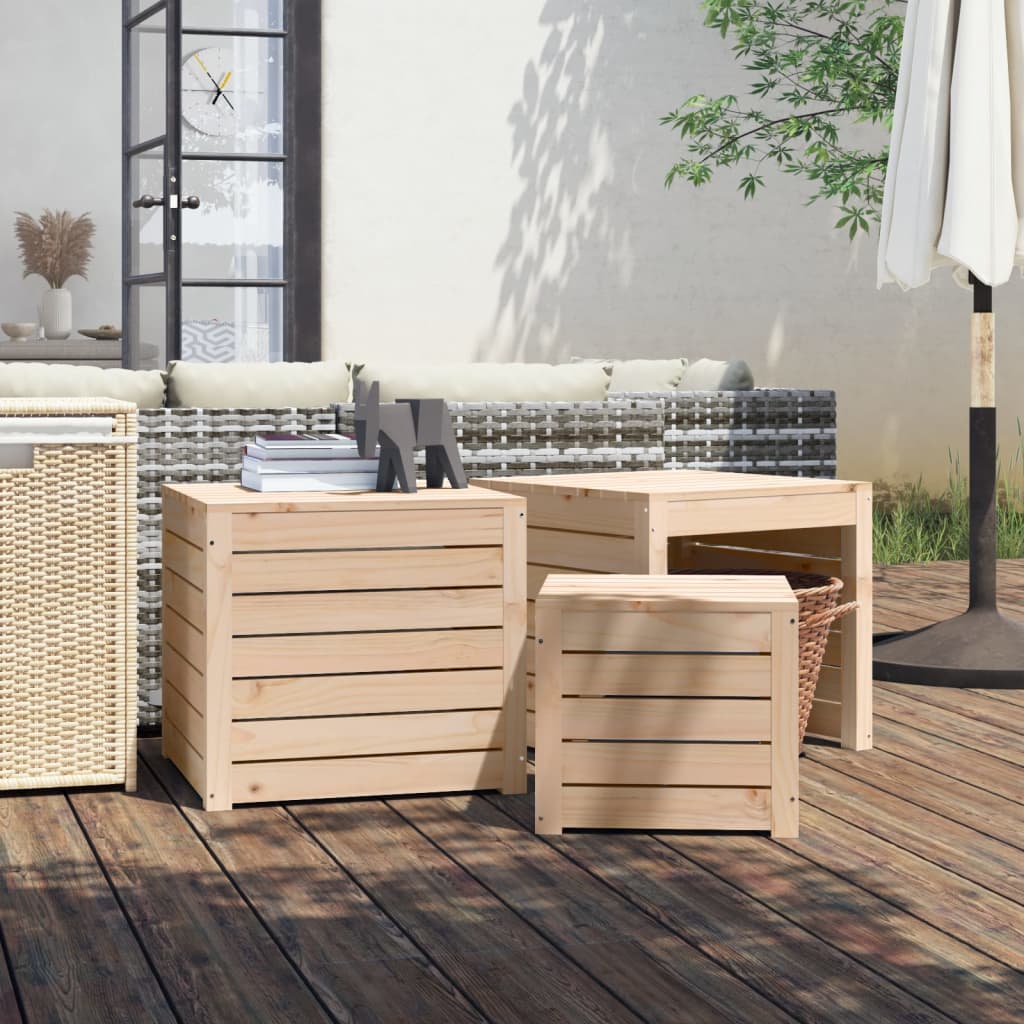 vida XL 3-tlg. Gartenbox-Set Massivholz Kiefer