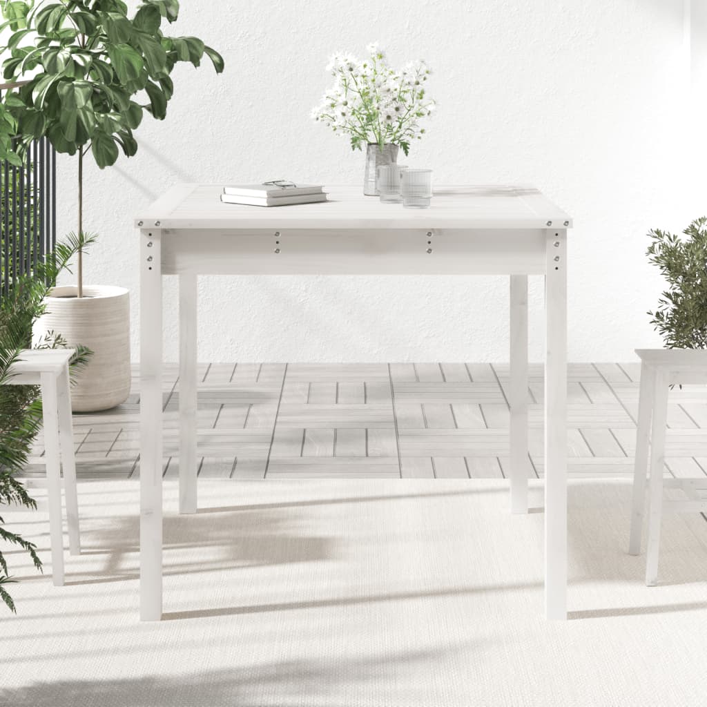 vidaXL Puutarhapöytä valkoinen 82,5x82,5x76 cm täysi mänty
