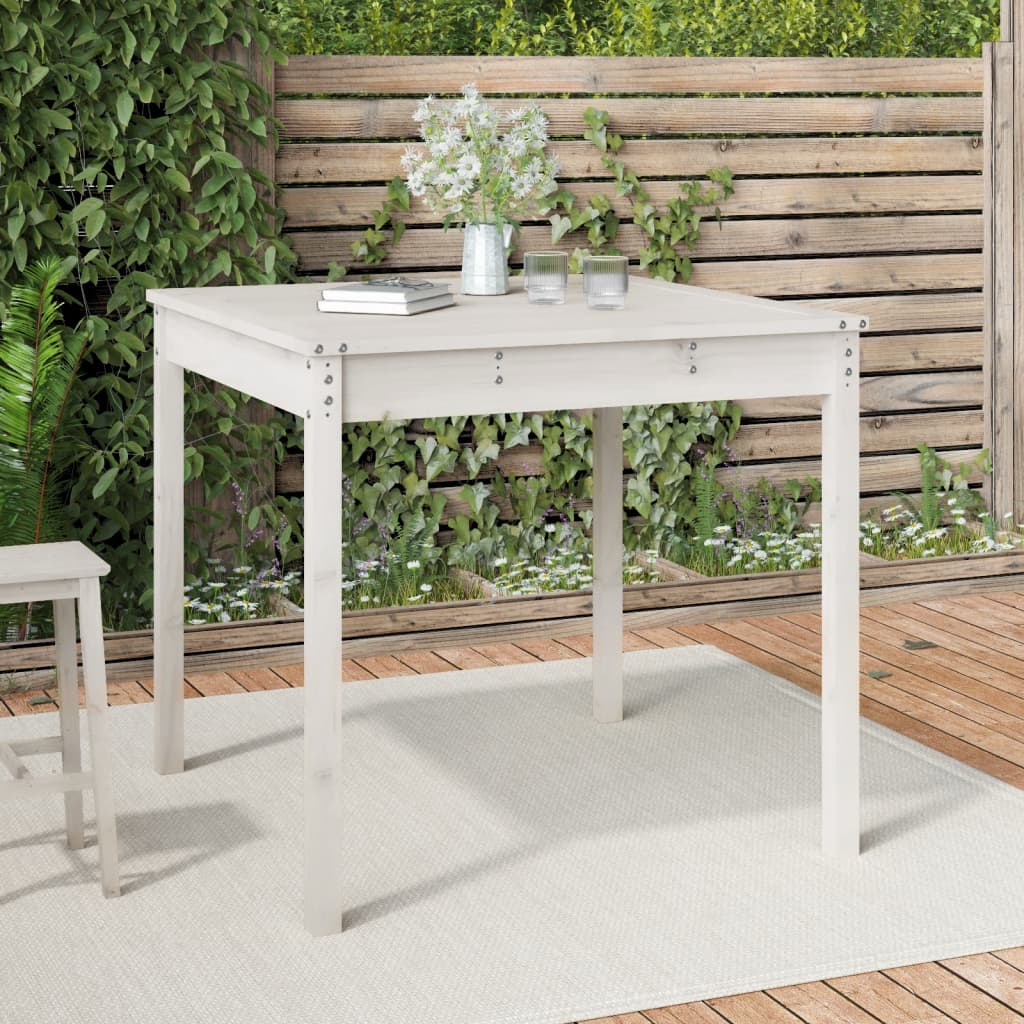 vidaXL Tr&auml;dg&aring;rdsbord vit 82,5x82,5x76 cm massiv furu