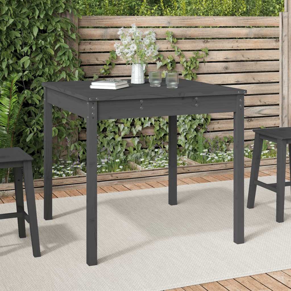 vidaXL Tr&auml;dg&aring;rdsbord gr&aring; 82,5x82,5x76 cm massiv furu