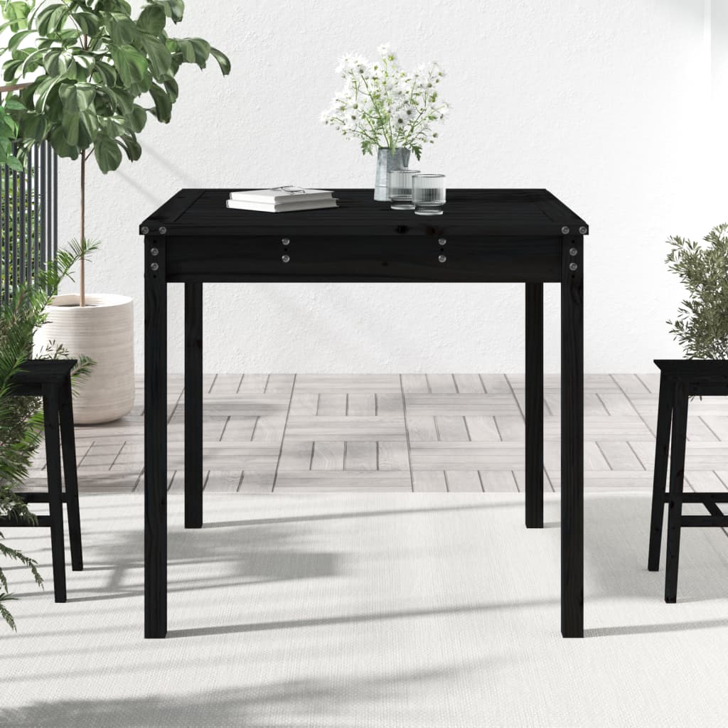 vidaXL fekete tömör fenyőfa kerti asztal 82,5 x 82,5 x 76 cm