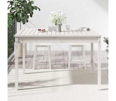 vidaXL St&oacute;ł ogrodowy, biały, 121x82,5x76 cm, lite drewno sosnowe