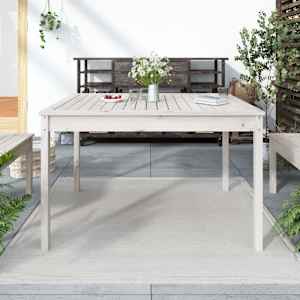 Vrtna miza bela 121x82,5x76 cm trdna borovina