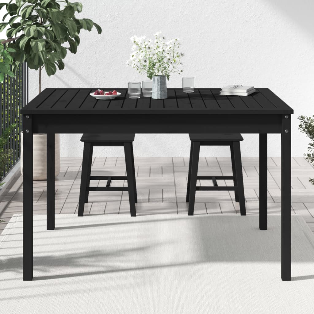 vidaXL Tuintafel 121x82,5x76 cm massief grenenhout zwart