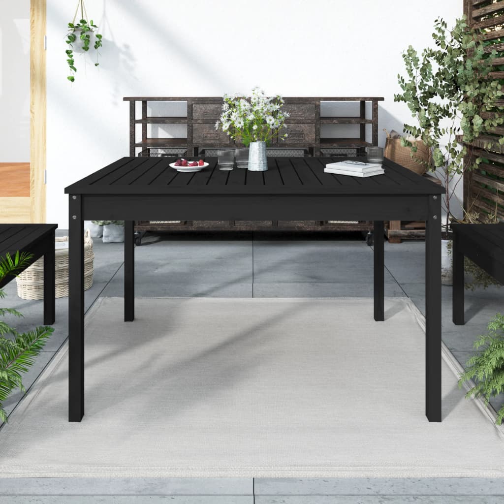 vidaXL Table de jardin noir 121x82,5x76 cm bois massif de pin