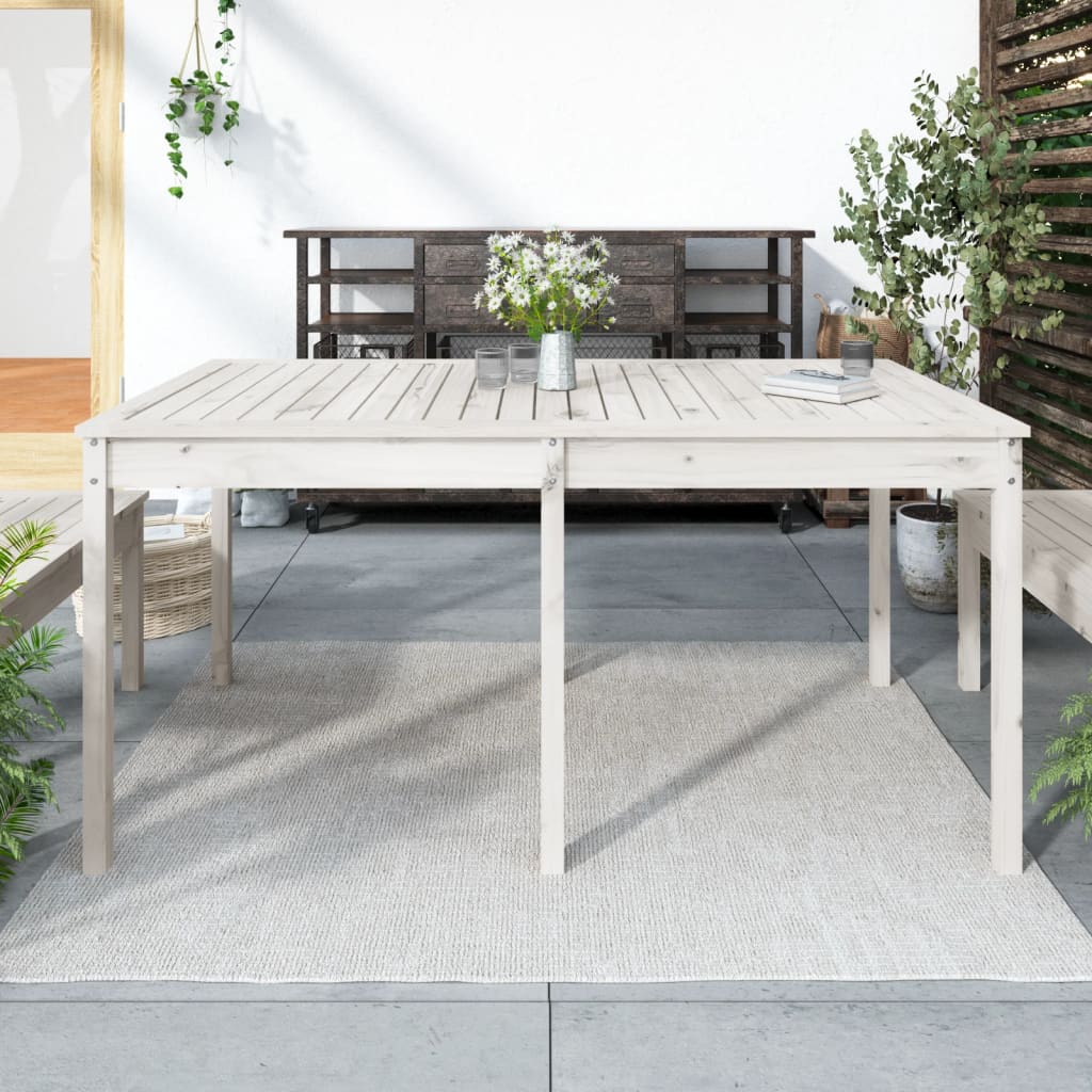 Zahradní stůl bílý 159,5 x 82,5 x 76 cm masivní borové dřevo