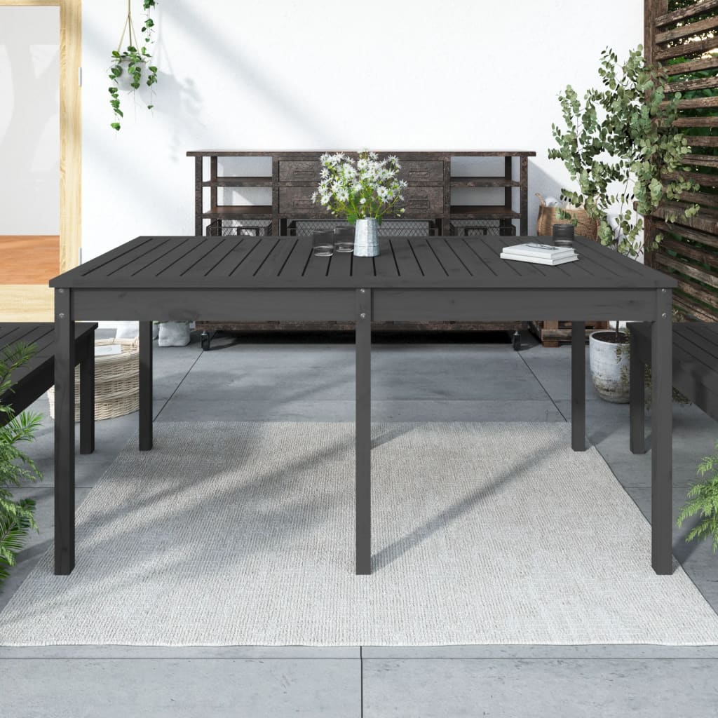 vidaXL Tr&auml;dg&aring;rdsbord gr&aring; 159,5x82,5x76 cm massiv furu