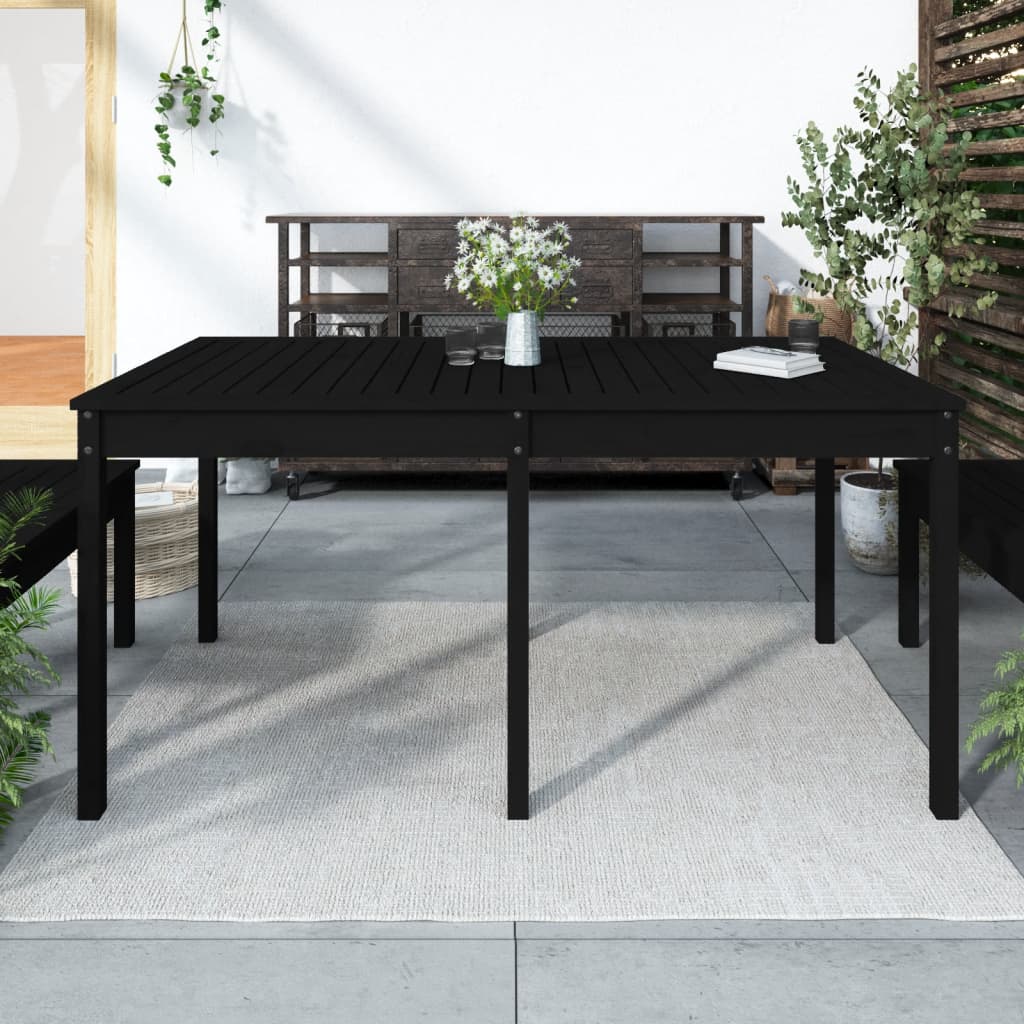 vidaXL Table de jardin noir 159,5x82,5x76 cm bois massif de pin