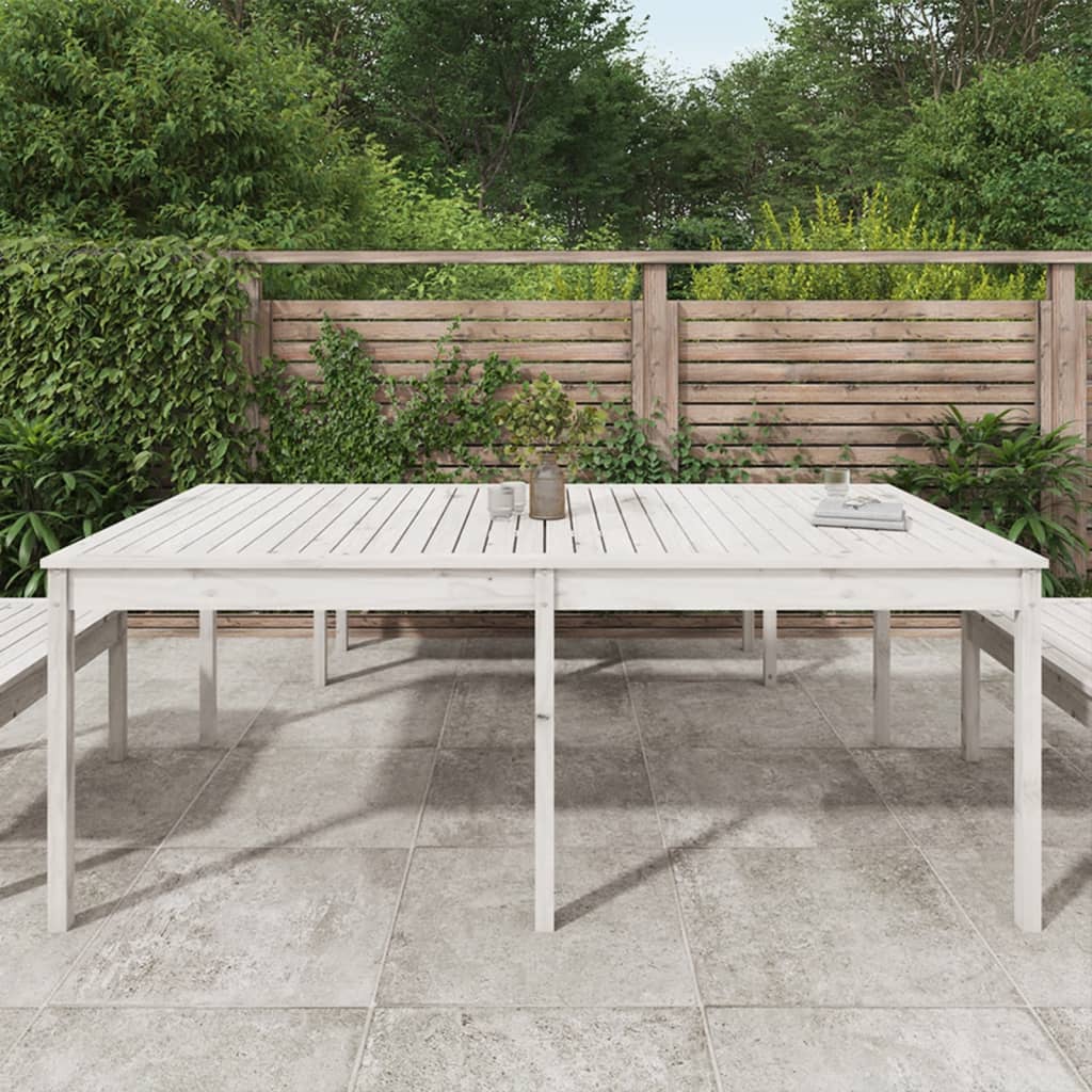vidaXL Tuintafel 203,5x100x76 cm massief grenenhout wit afbeelding