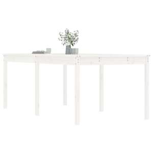 Zahradní stůl bílý 203,5 x 100 x 76 cm masivní borové dřevo - obrázek 4