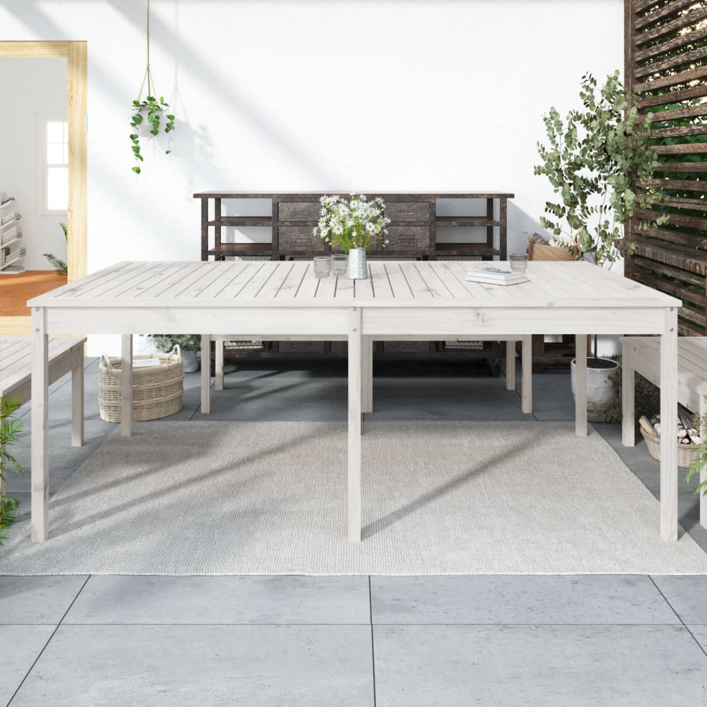 vidaXL Table de jardin blanc 203,5x100x76 cm bois massif de pin
