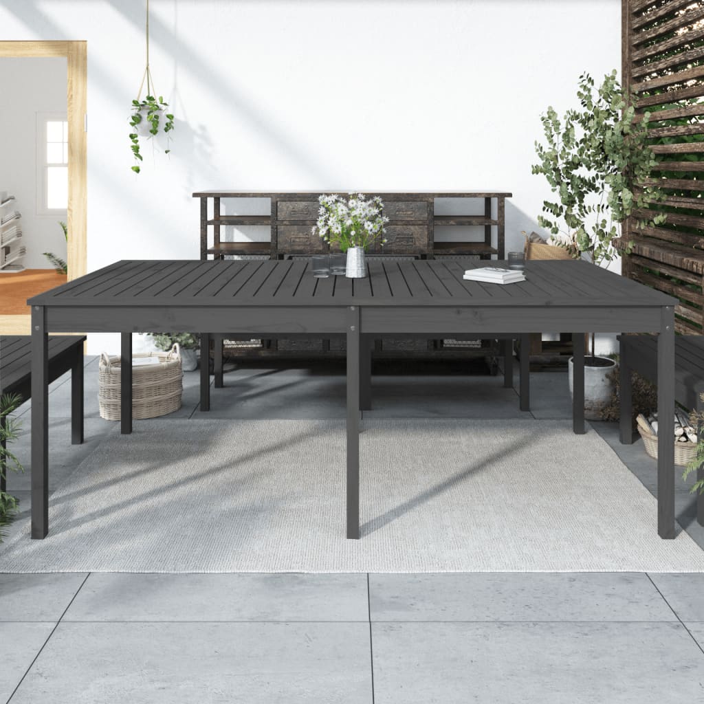 vidaXL Table de jardin gris 203,5x100x76 cm bois massif de pin