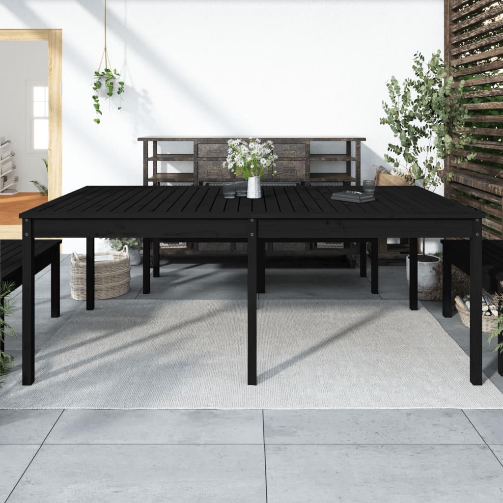 Zahradní stůl černý 203,5 x 100 x 76 cm masivní borové dřevo