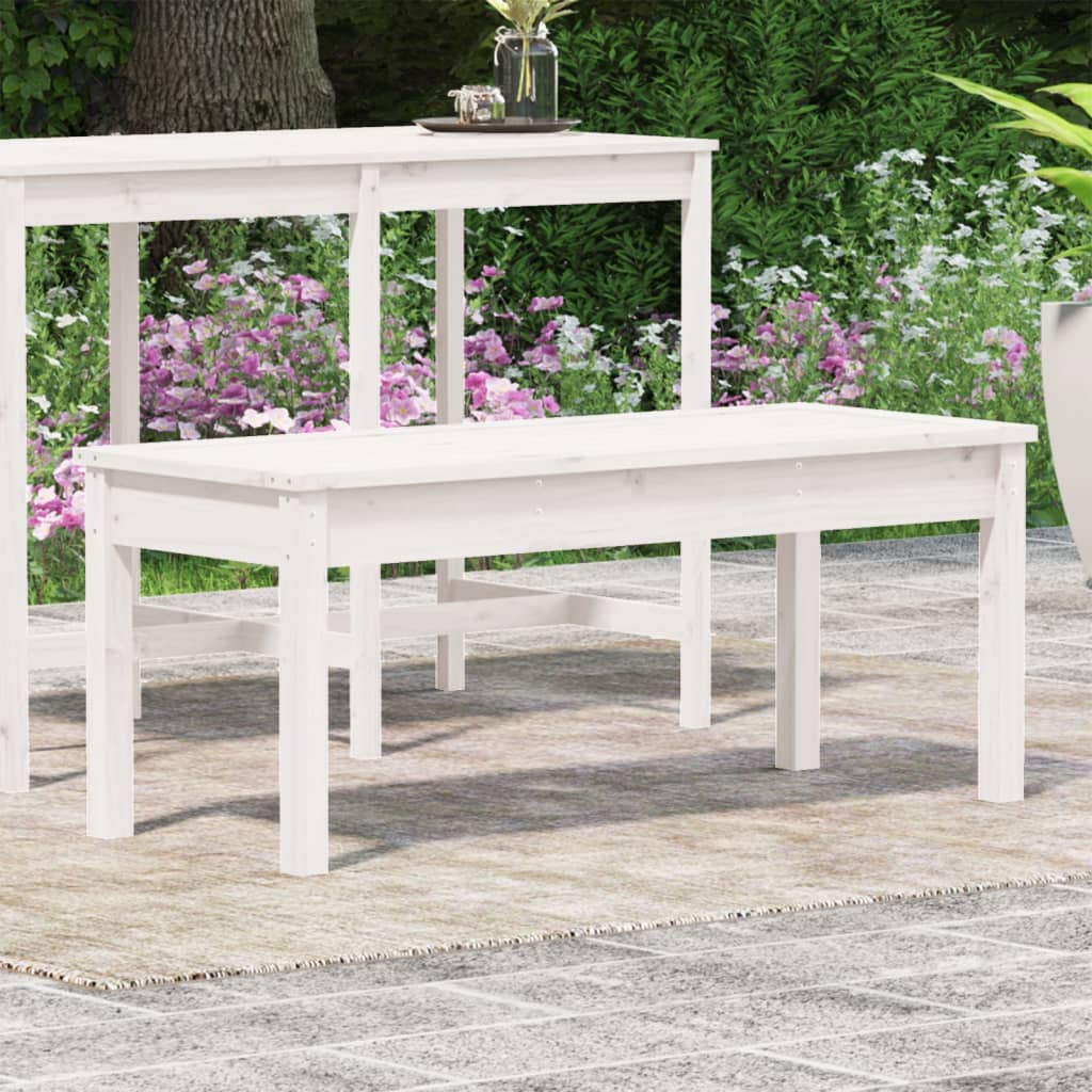 vidaXL Tuinbank 109x44x45 cm massief grenenhout wit afbeelding