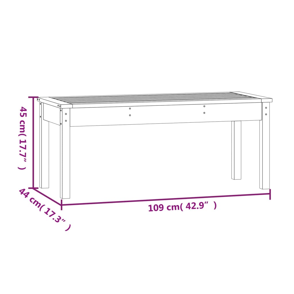 Vrtna klupa crna 109x44x45 cm od masivne borovine