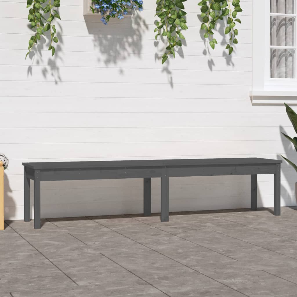 vida XL Gartenbank 2-Sitzer Grau 203,5x 44x 45 cm Massivholz Kiefer