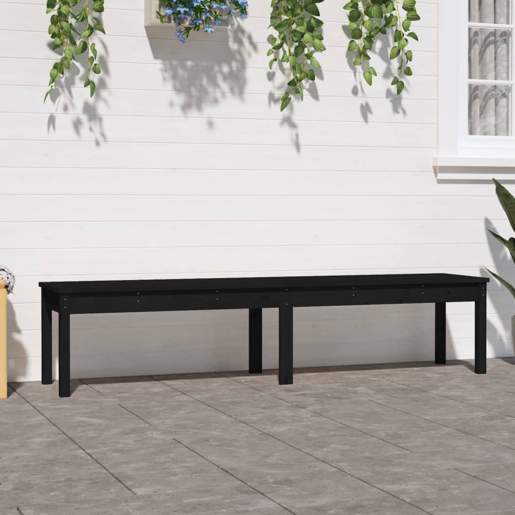 Vidaxl Banca Gradina 2 Locuri, Negru, 203,5x44x45cm, Lemn Masiv De Pin