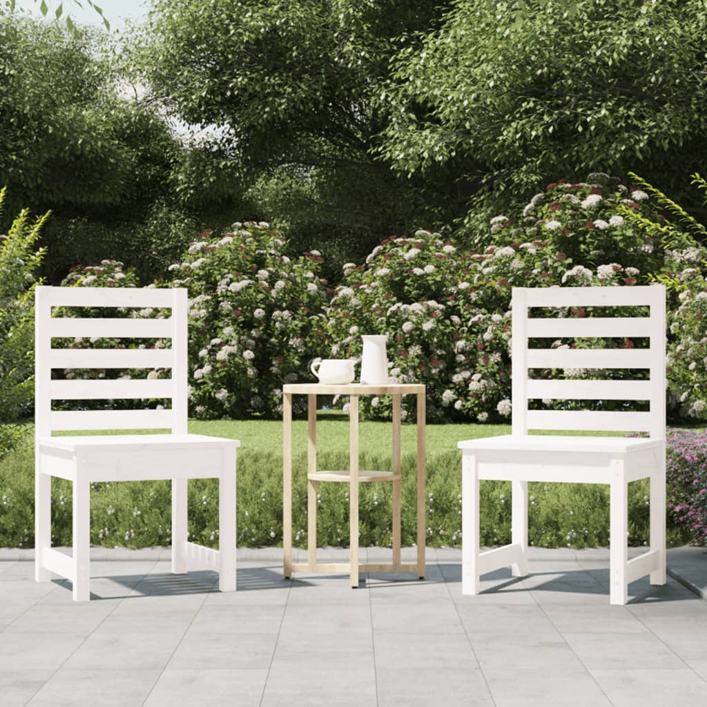 Zahradní židle 2 ks bílé 40,5x48x91,5 cm masivní borové dřevo