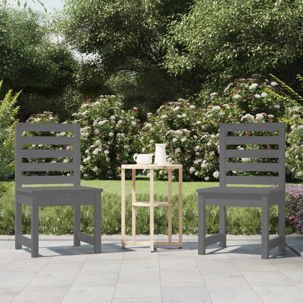 vidaXL Garden Chairs 2 pcs Grey 50x48x91.5 cm Solid Wood Pine