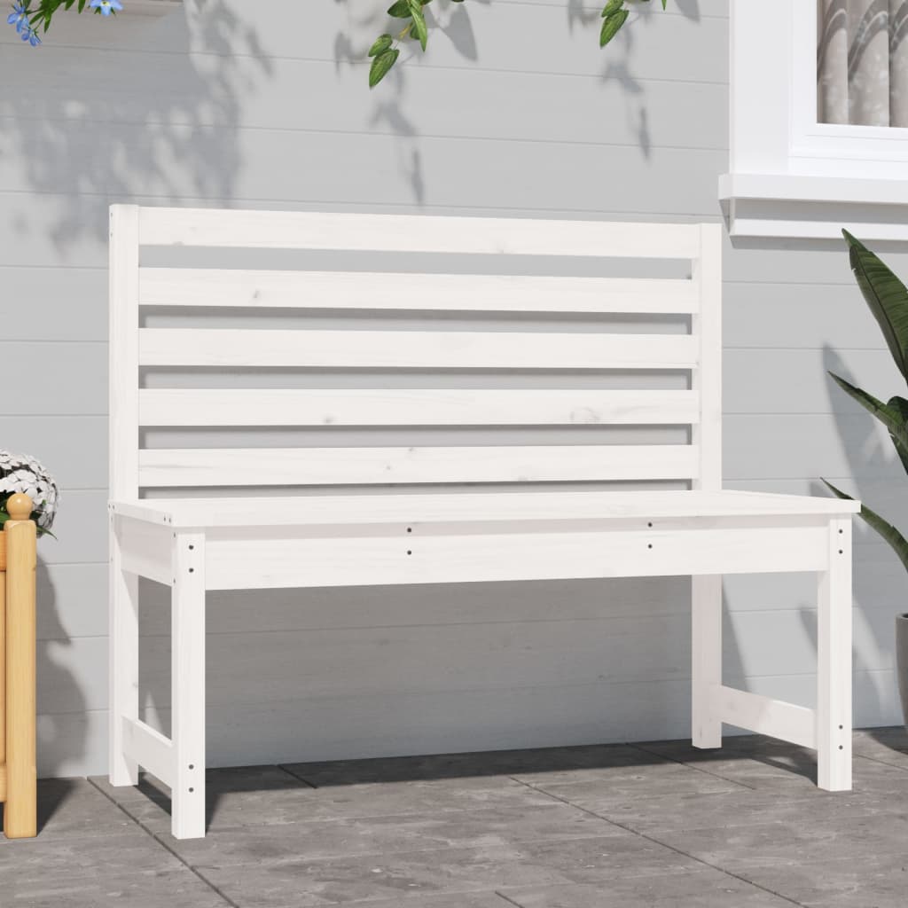 vidaXL Tuinbank 109 cm massief grenenhout wit afbeelding