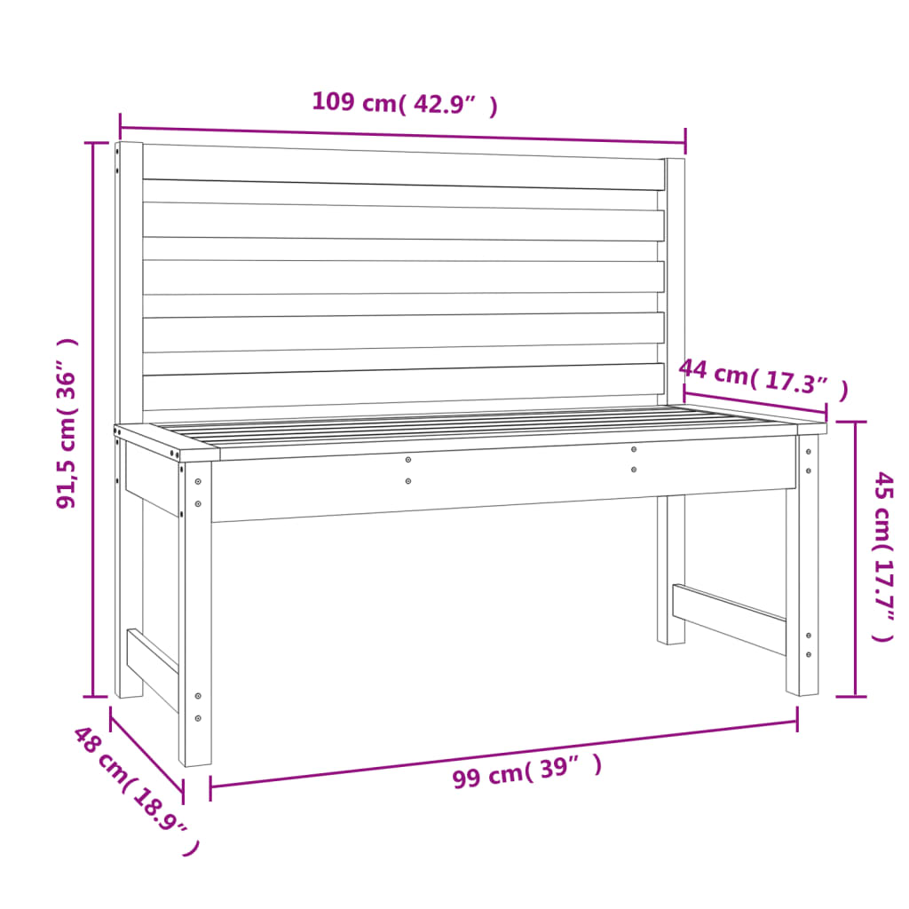 Banca de gradina vidaXL, 109 cm, lemn masiv Douglas, 10.9 kg 2 8720845691592 g en hd 5
