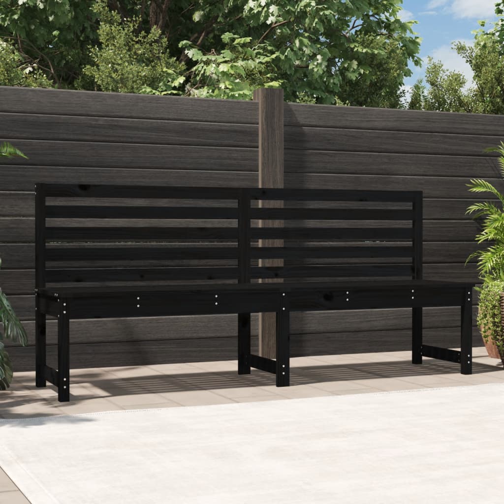 vidaXL Banc de jardin noir 201,5 cm bois massif de pin