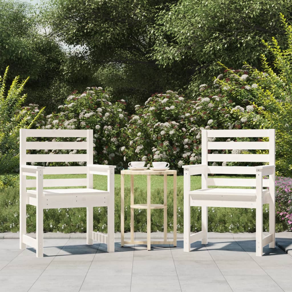 vida XL Gartenstühle 2 Stk. Weiß 60x 48x 91 cm Massivholz Kiefer