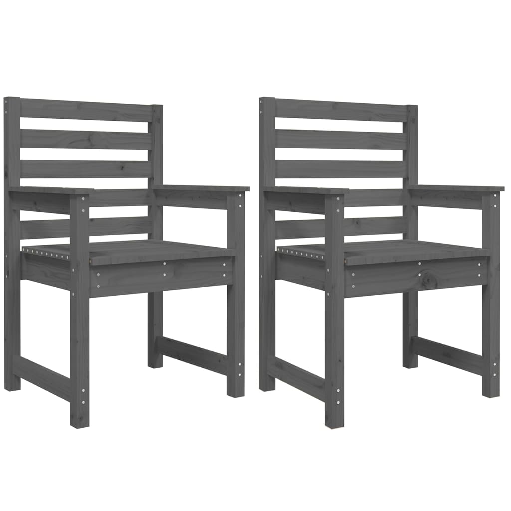 vidaXL Tuinstoelen 2 st 60x48x91 cm massief grenenhout grijs