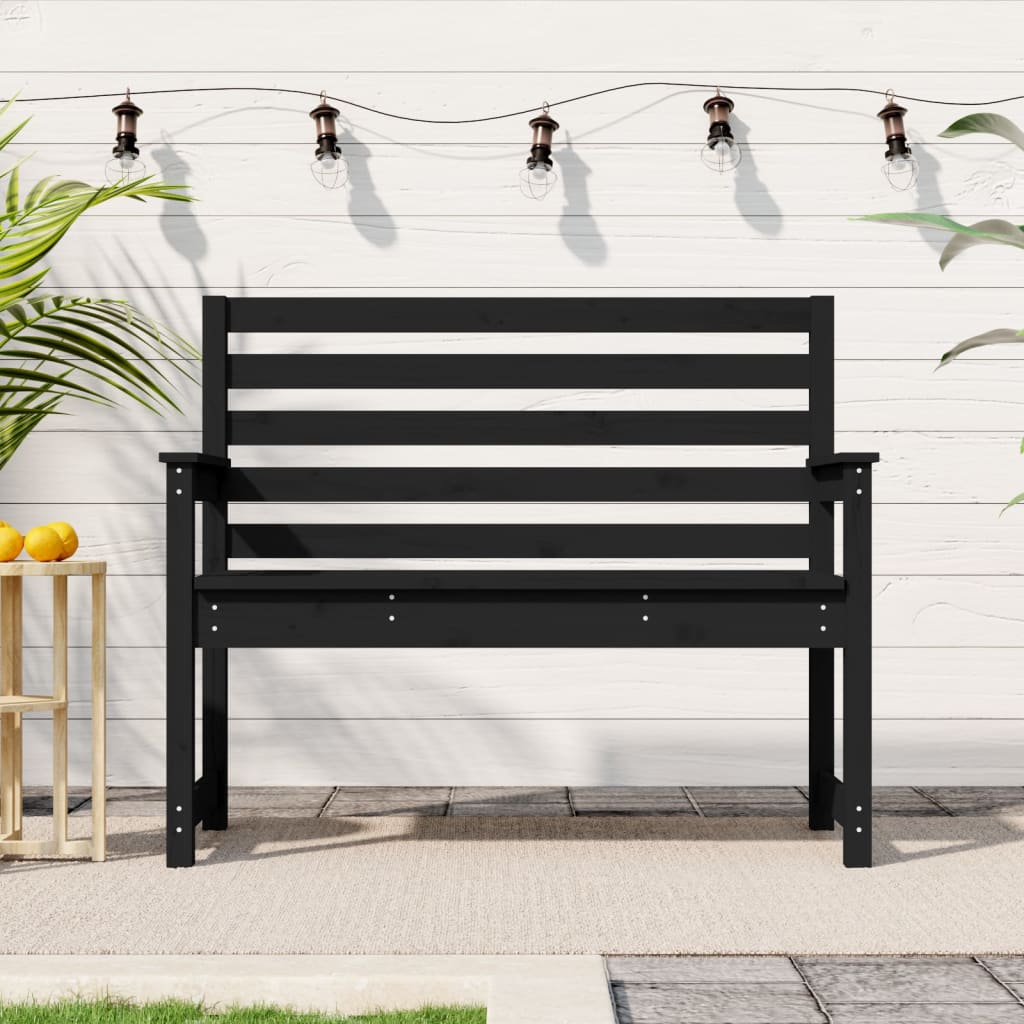 Vidaxl Banca De Gradina, Negru, 109x48x91,5 Cm, Lemn Masiv De Pin