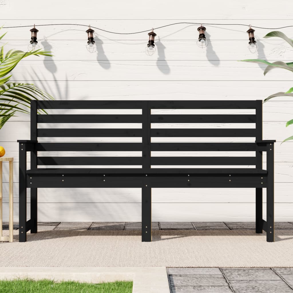 vidaXL Gartenbank Schwarz 159,5x48x91,5 cm Massivholz Kiefer