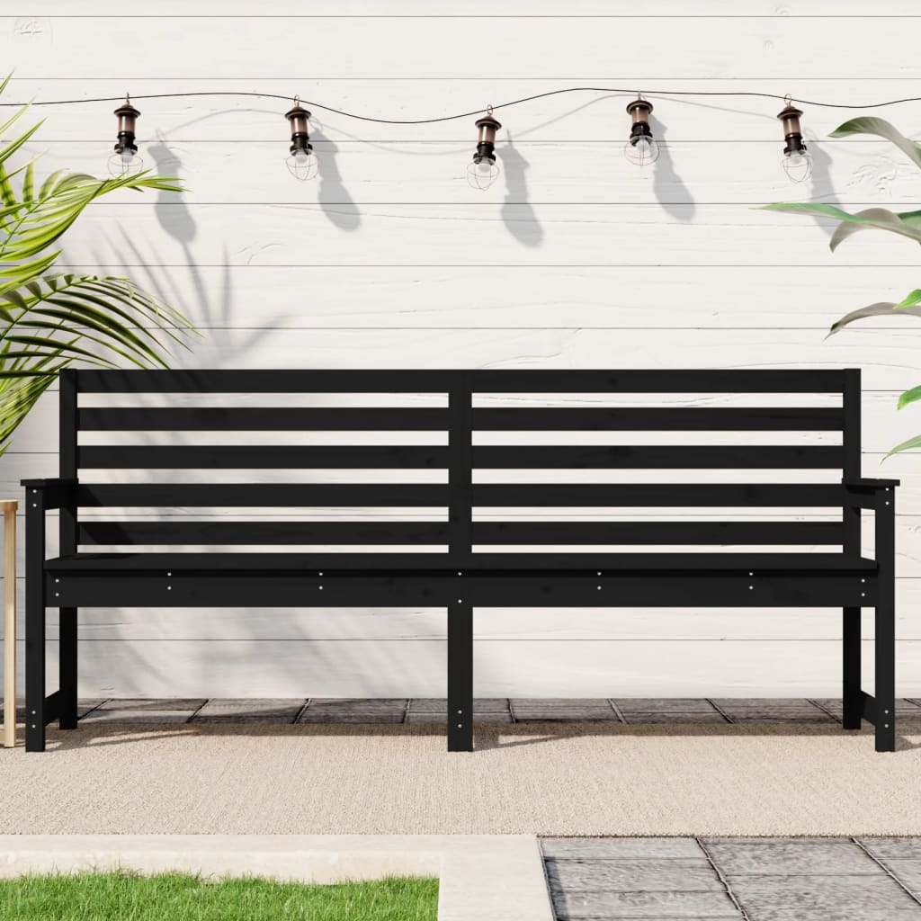 vidaXL Gartenbank Schwarz 203,5x48x91,5 cm Massivholz Kiefer