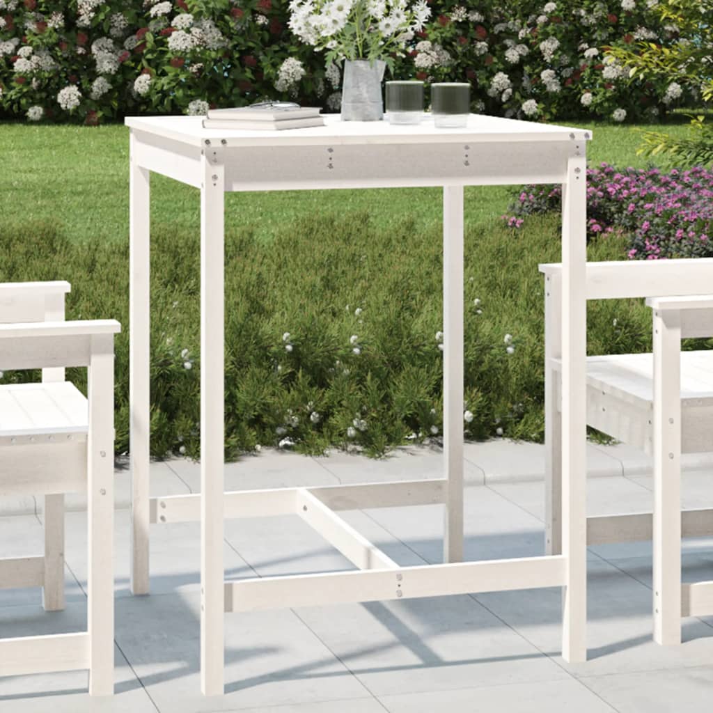 vida XL Gartentisch Weiß 82,5x 82,5x 110 cm Massivholz Kiefer