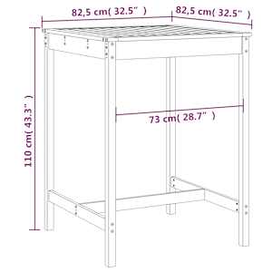 Zahradní stůl černý 82,5 x 82,5 x 110 cm masivní borové dřevo - obrázek 7