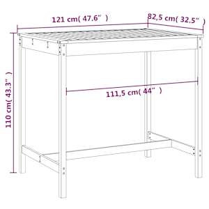 Zahradní stůl 82,5 x 82,5 x 110 cm masivní borové dřevo - obrázek 7