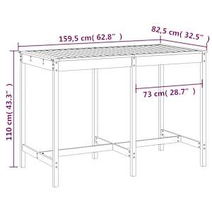 Zahradní stůl bílý 159,5 x 82,5 x 110 cm masivní borové dřevo - obrázek 7