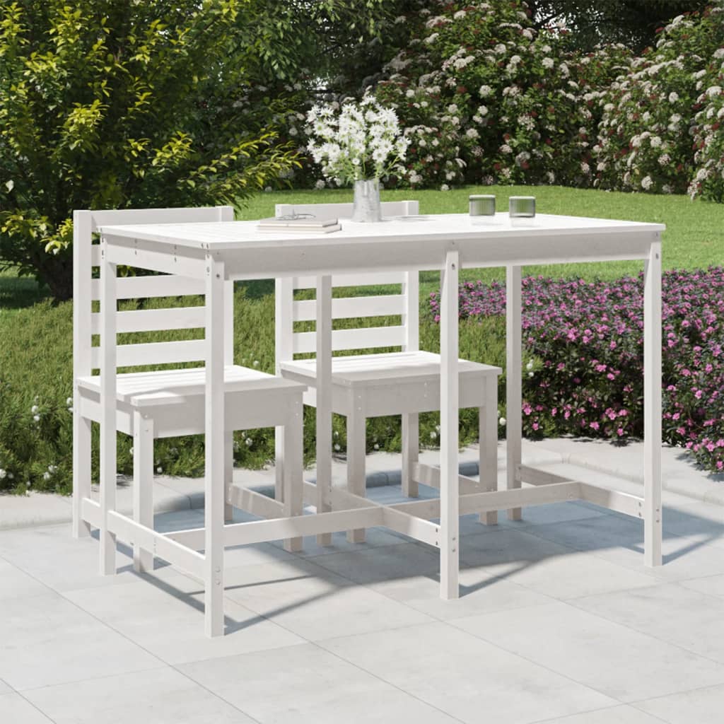 vida XL Gartentisch Weiß 159,5x 82,5x 110 cm Massivholz Kiefer