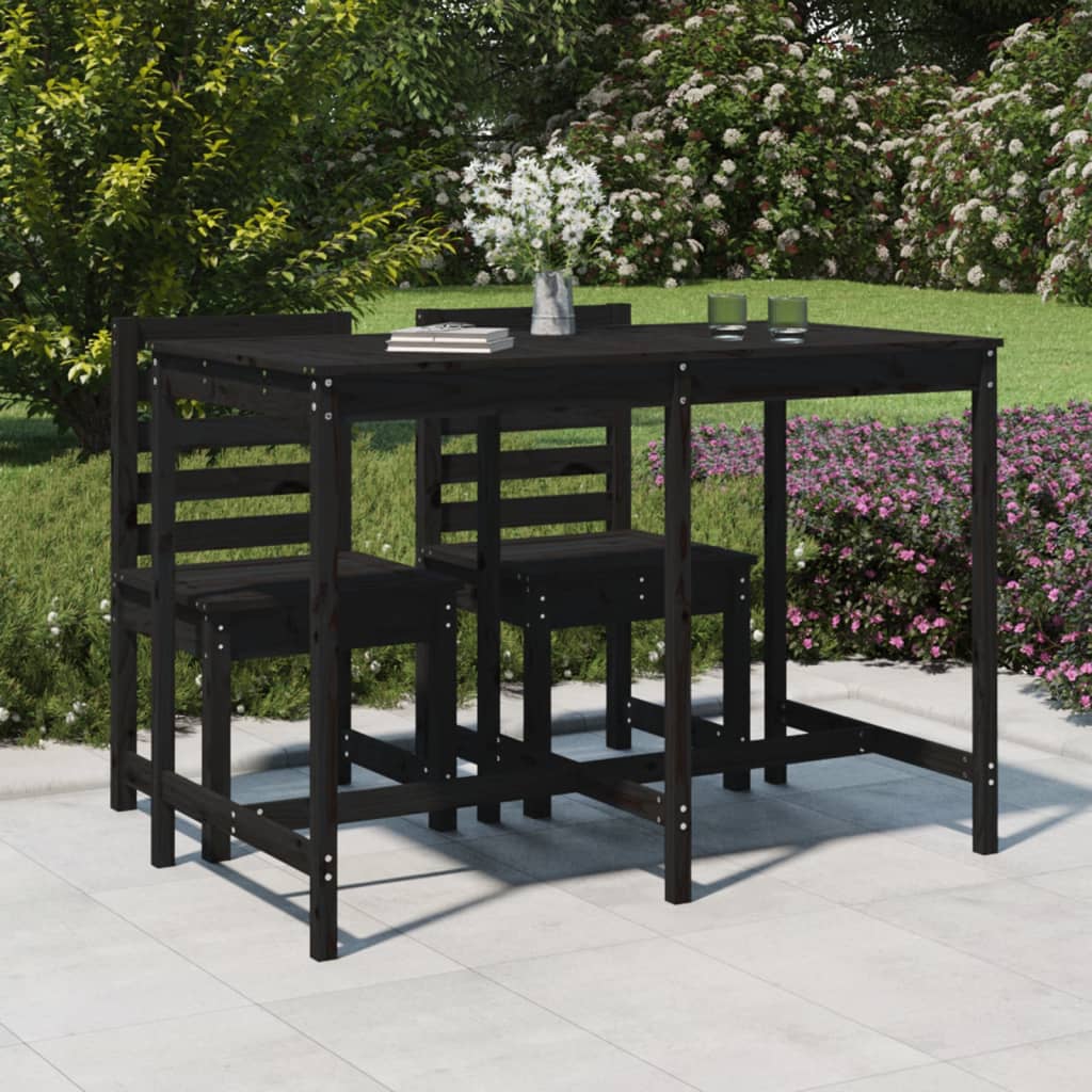 vida XL Gartentisch Schwarz 159,5x 82,5x 110 cm Massivholz Kiefer