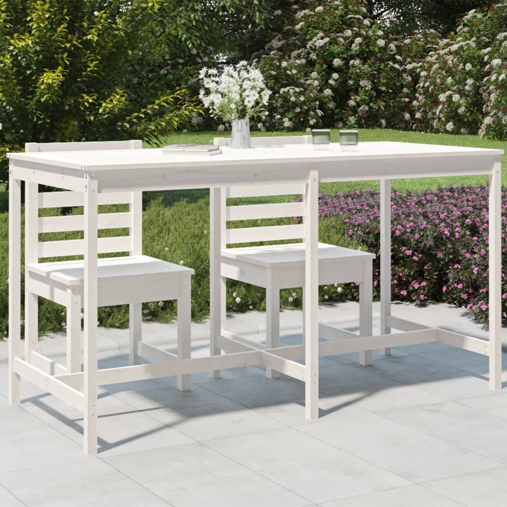 Zahradní stůl bílý 203,5 x 90 x 110 cm masivní borové dřevo