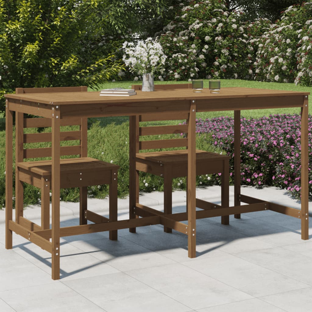 vidaXL Tr&auml;dg&aring;rdsbord honungsbrun 203,5x90x110 cm massiv furu