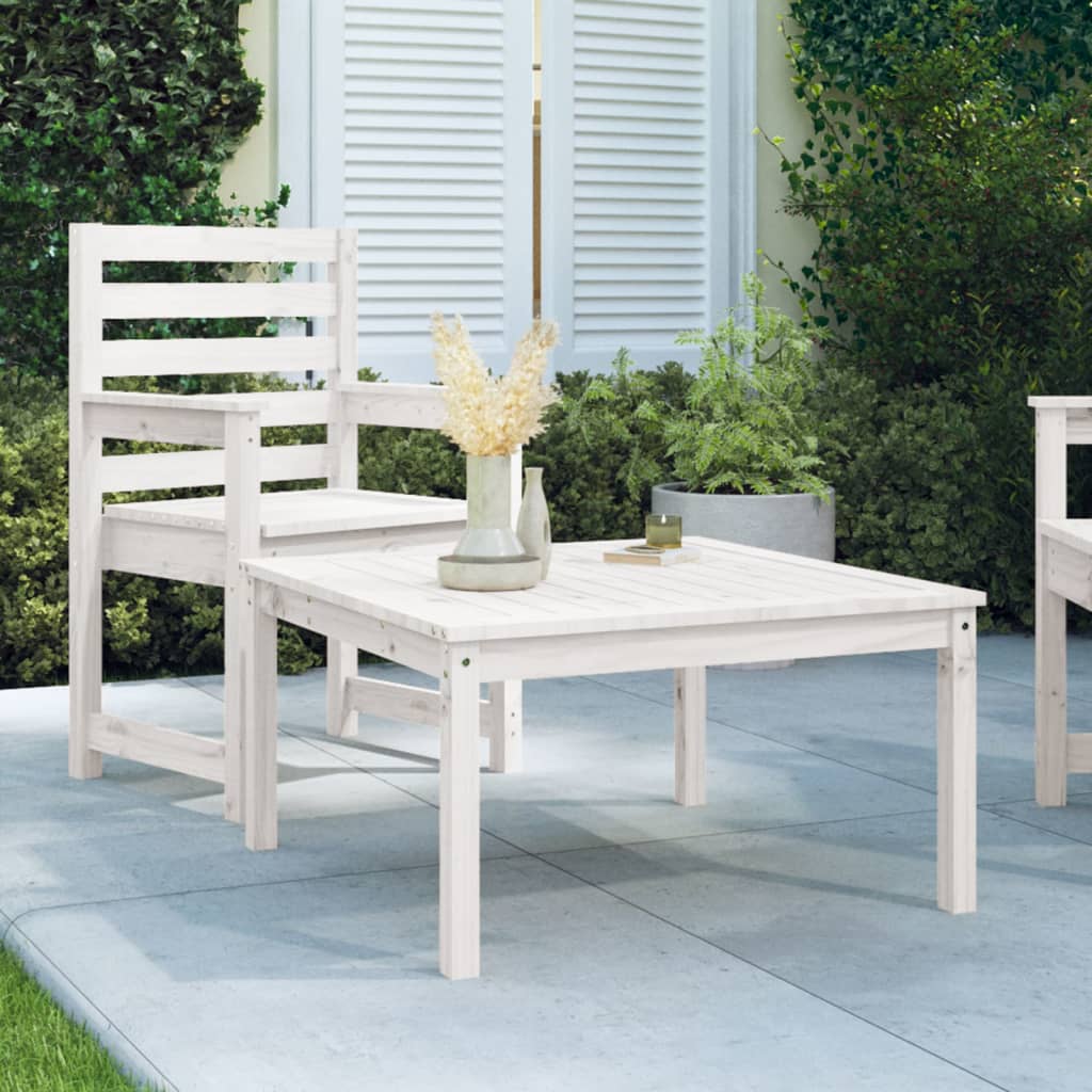 vida XL Gartentisch Weiß 82,5x 82,5x 45 cm Massivholz Kiefer