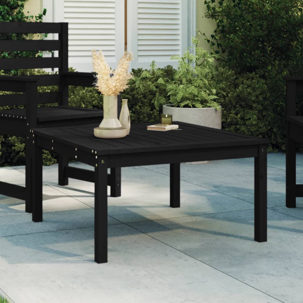 vidaXL Table de jardin noir 82,5x82,5x45 cm bois massif de pin