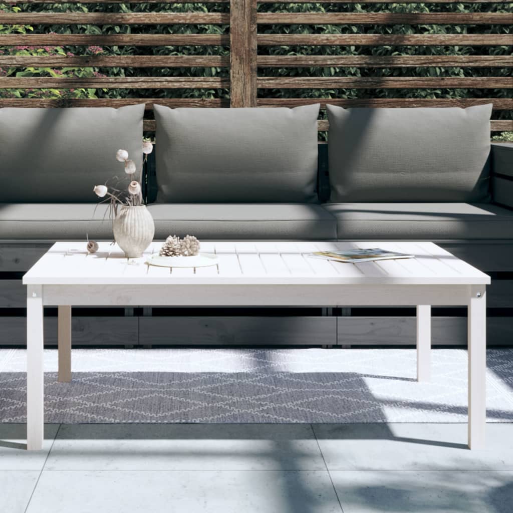 vidaXL fehér tömör fenyőfa kerti asztal 121x82,5x45 cm