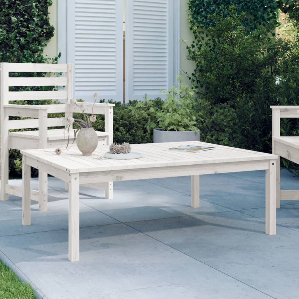 Gartentisch Weiß 121×82,5×45 cm Massivholz Kiefer kaufen